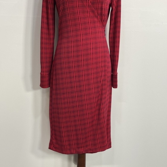 Ann Taylor Wrap Dress Elegant Women's 8P Red Black - Picture 3 of 12